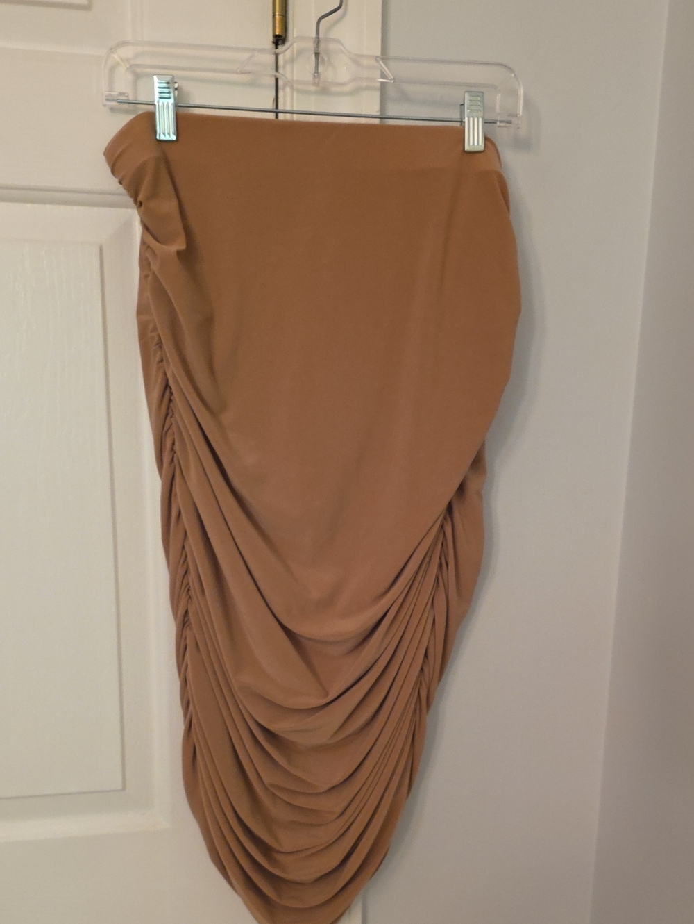 Ruched Midi Skirt in Camel Set